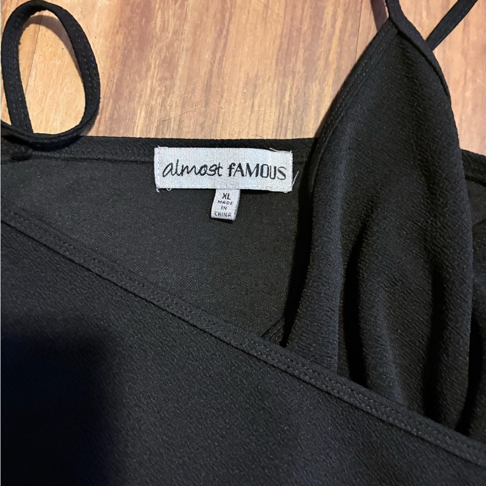 Almost Famous Black Chemise with Silky Spaghetti Straps